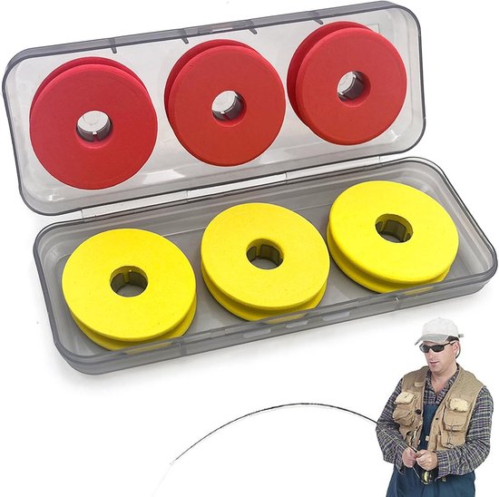 Foam Cord Winder voor Vissers - Handige Opbergoplossing voor Vissnoer, Spoelen en Accessoires in Rood en Geel, Ideaal voor Vissersmateriaal en Organisatie