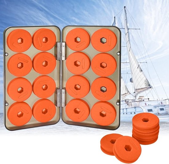 Foam Koord Wikkelaars voor Voorzakken, 43x13mm, Visserslijn, Spoelen met Plastic Doos, Schuim Wikkelborden, Vissersaccessoires, Set van 16, Ideaal voor Organisatie en Opslag van Merkloos
