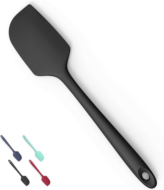 Food Grade Siliconen Schraper Spatel, 600°F Hoge Hittebestendig BPA-vrij Rubber Bakbenodigdheden Mengen Roeren Schrapen Beslag Saus, Anti-aanbak Krasbestendig Keuken Kookgerei (Zwart, 28,9 cm)