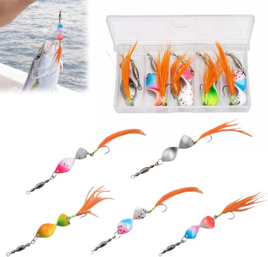 Forel 4,2 g in spoonbox, forelaas, visaas, forellepelset, forel, knipperlicht, vissen, forel, visaccessoires met rolling swivels, 5 stuks
