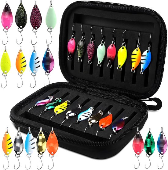 Forel Kunstaas Set - 16 Stuks Lepels (2.5g/3.5g/5g) - Met Opslagbox - Geschikt voor Forel, Baars en Snoek - Visserij Benodigdheden - 1 Set van Merkloos