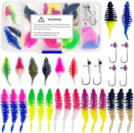 Forel Rubber Set - Zacht Kunstaas - Forelvissen Vissen - Bionisch Design - 30 Stuks 50g - Diverse Kleuren