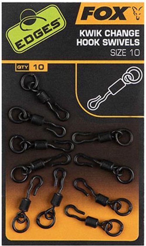 Fox Edges Kwik Change Hook Swivels - Maat 10 - Zwart van Fox