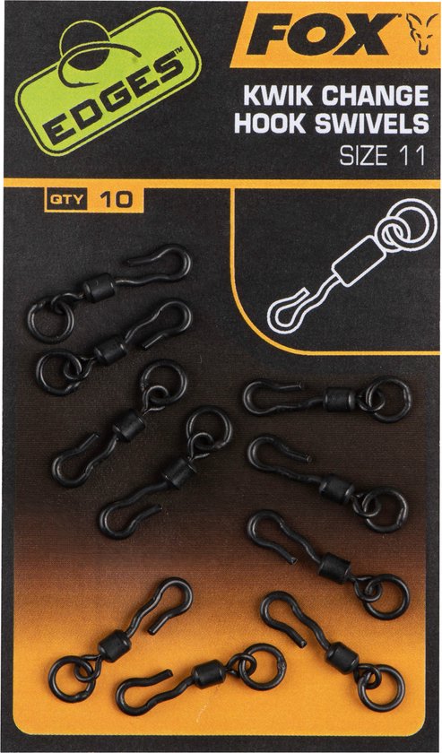Fox Edges Kwik Change Mini Hook Swivel - Maat 11 - Zwart van Fox