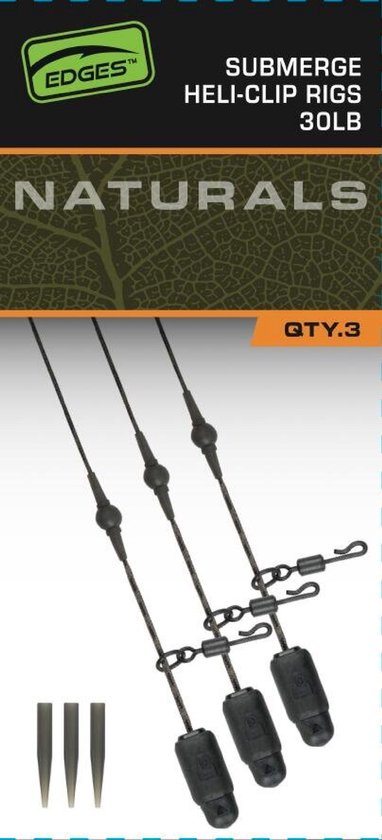 Fox Edges Naturals Heli-Clips Rigs Submerge (3 pcs) - Maat : 30lb