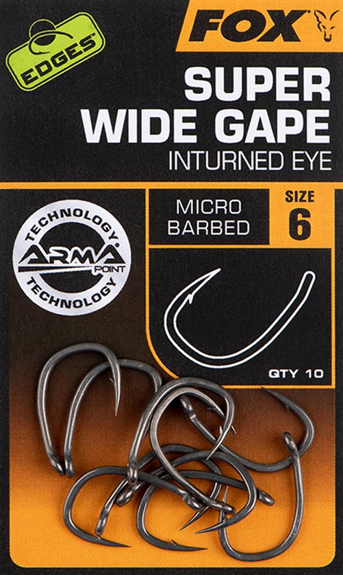 Fox Edges Super Wide Gape (Out-Turned Eye) Micro Barbed (10pcs) - Maat : haak 2 van Fox