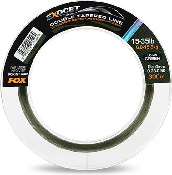 Fox Exocet Pro Double Tapered Line Lo-Vis Green (300m) - Maat : 0.30-0.50mm van Merkloos