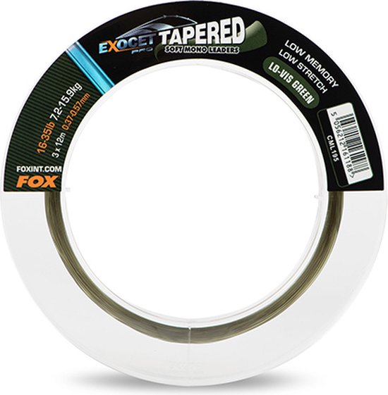Fox Exocet Pro Tapered Leaders Lo-Vis Green - Maat : 16-35lbs - 0.37-0.57mm van Fox