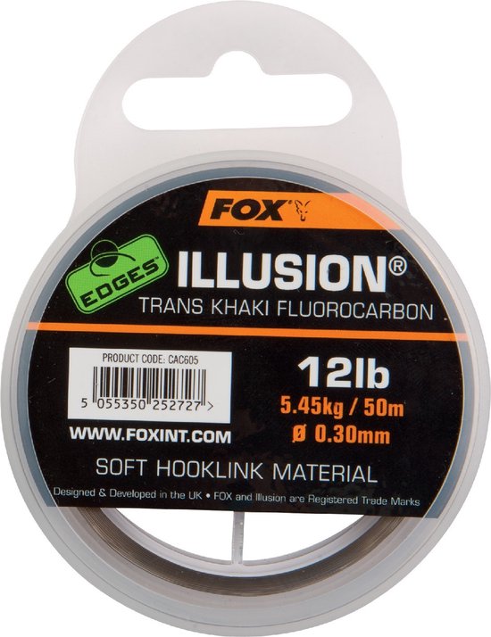 Fox Illusion Soft Hooklink - Trans Khaki - 16lb - 50m - Khaki van Fox