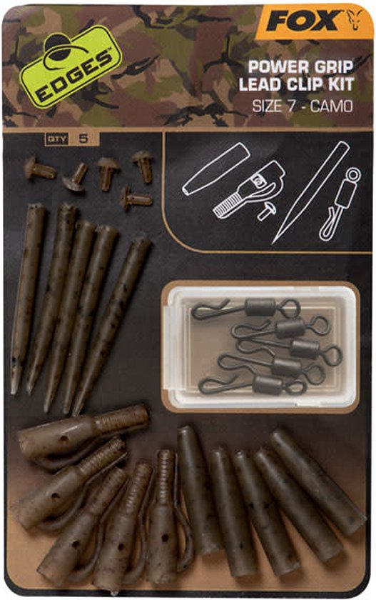 Fox Power Grip Lead Clip Kit Size 7 - Camo van Fox