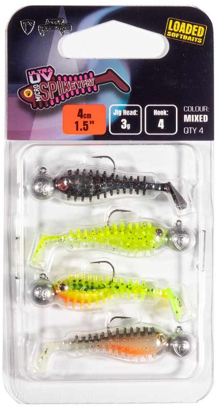 Fox Rage Loaded Softbait Ultra UV Micro Spikey Fry 4cm 3g haak 4 (4 pcs) Mixed Colours