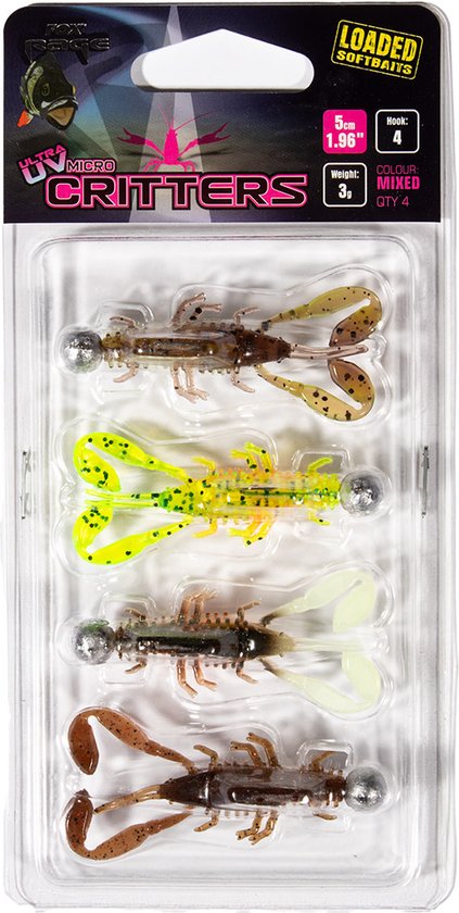 Fox Rage Loaded Softbaits Ultra UV Micro Critters 5cm 3g haak 4 (4 pcs) Mixed Colours van Merkloos