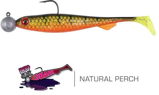 Fox Rage Loaded Ultra UV Slick Shad 13cm - haak 4/0 - 15g (1 pc) - Kleur : Natural Perch