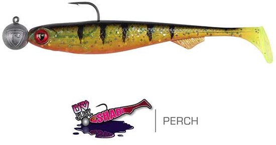 Fox Rage Loaded Ultra UV Slick Shad 13cm - haak 4/0 - 15g (1 pc) - Kleur : Perch