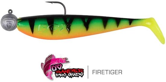 Fox Rage Loaded Zander Pro Shad 10cm - haak 4/0 - 10g (1 pc) - Kleur : UV Firetiger