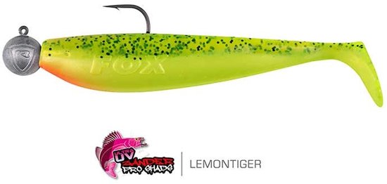 Fox Rage Loaded Zander Pro Shad 10cm - haak 4/0 - 10g (1 pc) - Kleur : UV Lemon Tiger