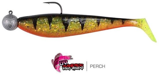 Fox Rage Loaded Zander Pro Shad 10cm - haak 4/0 - 10g (1 pc) - Kleur : UV Perch