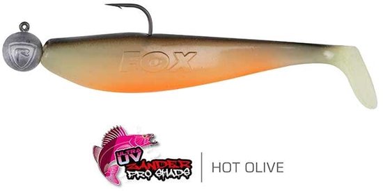 Fox Rage Loaded Zander Pro Shad 12cm - haak 4/0 - 50g (1 pc) - Kleur : UV Hot Olive