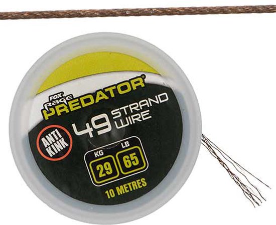 Fox Rage Predator 49-Strand Coated Steel Wire 10m 40lb/18kg van Fox Rage