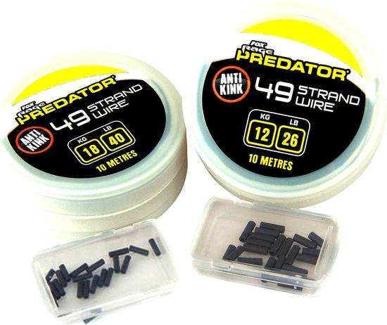 "Fox Rage Predator 49 Strand Steel Wire - 40lb - 10m - Incl crimps - " van Fox Rage
