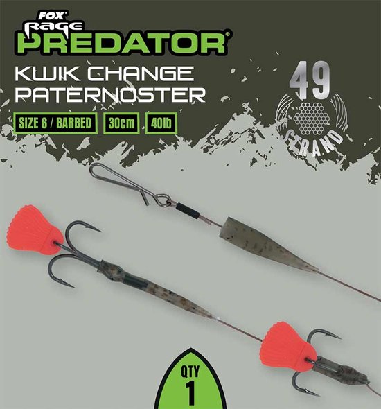 Fox Rage predator Kwik Change Paternoster Trace Barbed Fox Rage predator van Fox