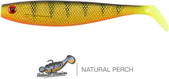 Fox Rage Pro Shad Natural Classic2 Finish 10cm – Realistische Shad voor Snoek, Snoekbaars en Baars - Kleur : Natural Perch UV