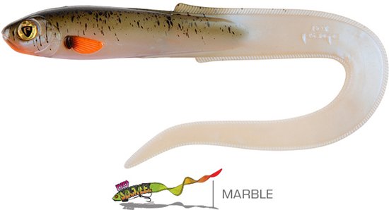 Fox Rage Slick Eel 21cm - Grote Softbait met Krullende Staart voor Snoek en Roofvis - Kleur : UV Marble van Fox Rage