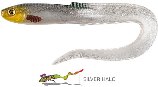 Fox Rage Slick Eel 21cm - Grote Softbait met Krullende Staart voor Snoek en Roofvis - Kleur : UV Silver Halo van Fox Rage