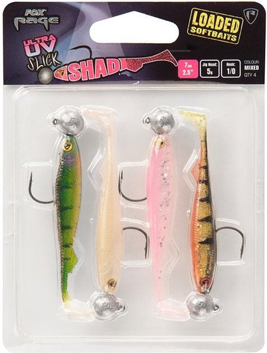 Fox Rage Slick Shad Loaded UV - 9 cm - mixed colour pack van Fox