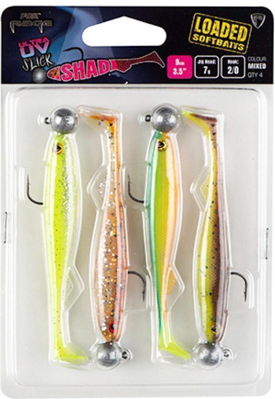 Fox Rage - Slick Shad x4 Mixed UV Colour Pack Loaded - 9cm - 7gr - Fox Rage van Merkloos