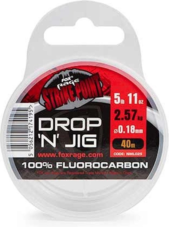 Fox Rage Strike Point Drop ‘N’ Jig 100% Fluocarbon (40m) - Maat : 0.25mm van Fox
