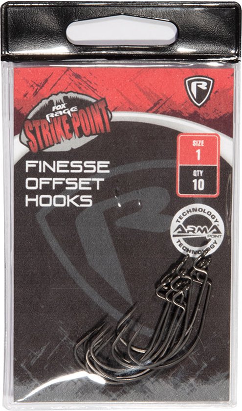 Fox Rage Strike Point Finesse Offset Hooks (10 pcs) - Maat : haak 1/0 van Fox Rage