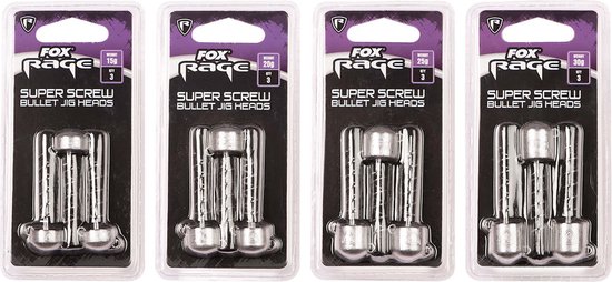 Fox Rage Super Screws Bullet Jig Heads (3 pcs) - Maat : 30g van Fox Rage