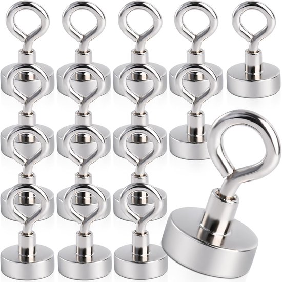 FPMYB Pack of 16 Magnetic Hooks Extra Strong 10kg Magnetic Hooks 20mm Neodymium Magnetic Hooks Magnetic Hooks Eye - ShopVlot