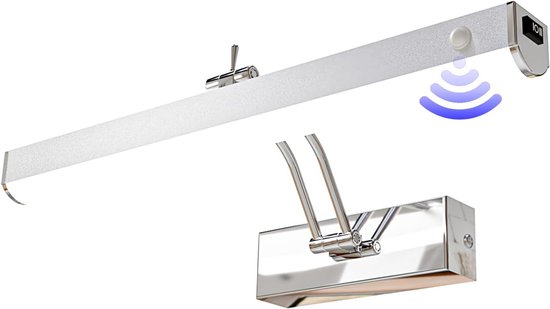 FREEDL LED-Spiegellamp Badkamer met Schakelaar, Badkamer Wandlamp met Bewegingssensor, 6000K Badkamerlamp Wand 240° Draaibaar, Waterdicht IP44 Make-uplicht voor Spiegelkasten en Spiegels, 42CM 8W