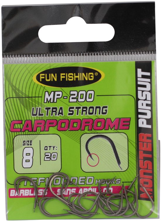 Fun Fishing MP-200 Ultra Strong Carpodrome Zonder Weerhaak (20 pcs) - Maat : 8