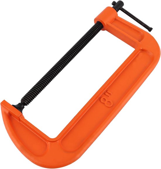 G-klem 200 mm zware schroef G-klemmen capaciteit -G-klemmen industriële sterkte C-klemset voor doe-het-zelvers en professionals (oranje)