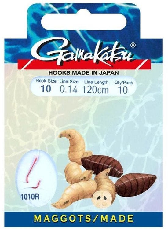 Gamakatsu 1010R Maggot - Onderlijn - 120cm - Haakmaat 10 - 10 stuks - Zilver