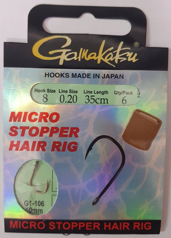 Gamakatsu BKS-G1-106 Hair Rig Haken maat 8, 0,20 mm, 6 stuks