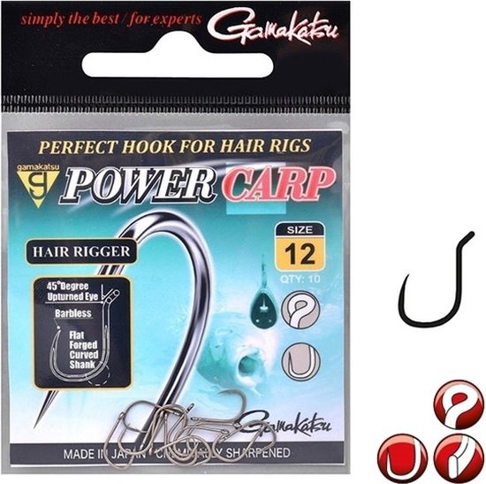 Gamakatsu G Power Carp Hair Rigger Barbless (10 pcs) - Maat : 16 van Gamakatsu