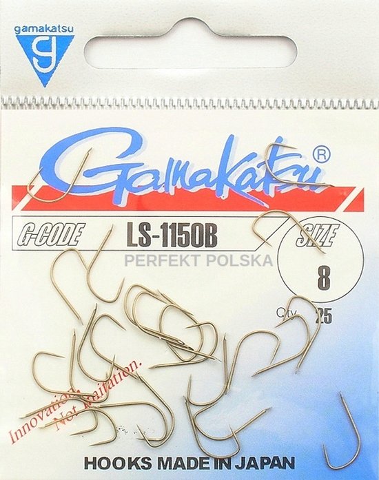Gamakatsu LS-1150B Maat 8 Bruine Weerhaakloze Haken (25 stuks) van Gamakatsu