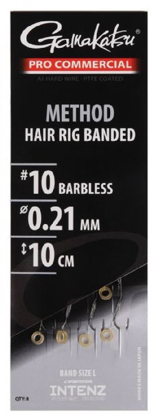 Gamakatsu Method Hair Rig Banded Barbless H10 0.21mm 10cm