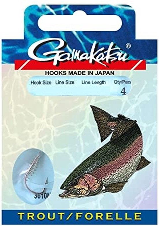 Gamakatsu Onderlijnen Forel 3610N (Pate) 60cm (4 pcs) - Maat : 60cm - haak 6 - 0.22mm