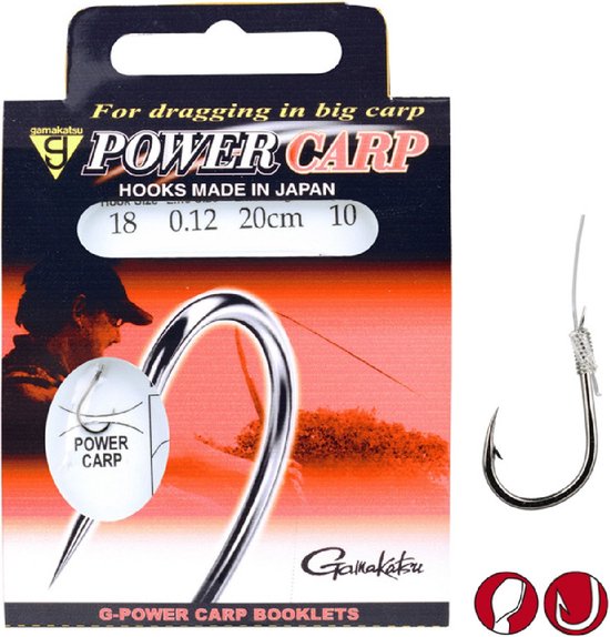 Gamakatsu Onderlijnen Power Carp Barbed 20cm (10 pcs) - Maat : 20cm - haak 12 - 0.16mm