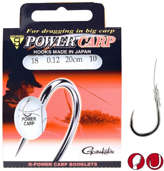 Gamakatsu Onderlijnen Power Carp Barbless 20cm (10 pcs) - Maat : 20cm - haak 10 - 0.18mm
