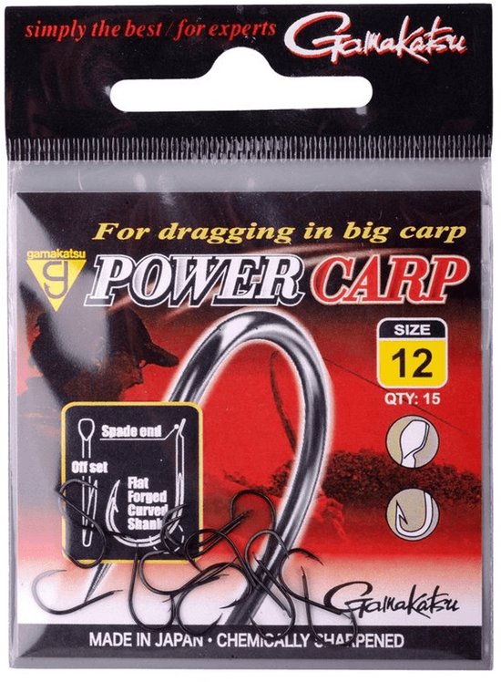 Gamakatsu Power Carp Hooks NSB | 15 Stuks #12 van Gamakatsu