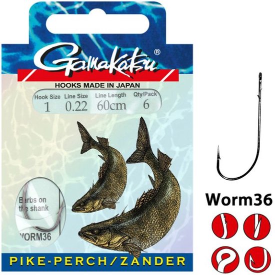 GAMAKATSU PREDA BOOKLET ZANDER WORM36 #2-0.22MM 60CM van Gamakatsu