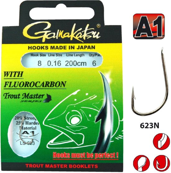 Gamakatsu Trout Master Fluorocarbon LS-608 Nickel H6 0.18mm 100cm