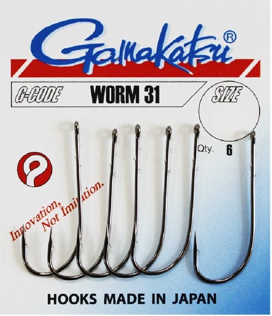 Gamakatsu Worm 31 Haak #2 van Merkloos