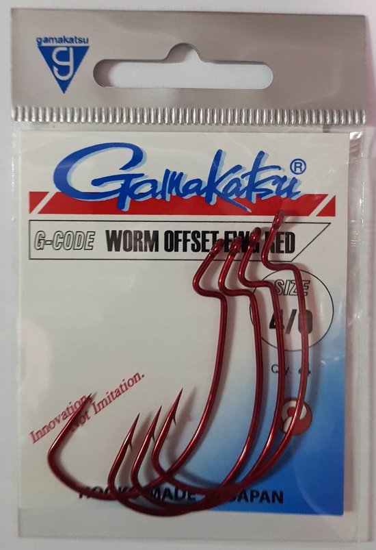 Gamakatsu Worm Offset EWG 36 Haak - Maat 4/0 - Rood van Gamakatsu